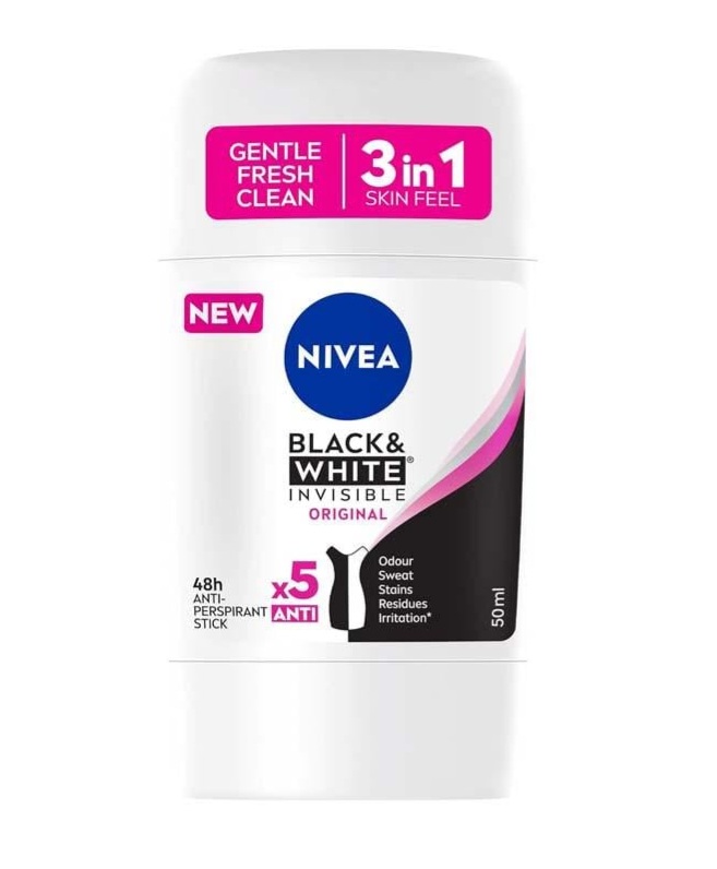 نيفيا مزيل عرق ستيك بلاك اند وايت إنفيزبل اورجينال NIVEA BLACK & WHAT INVISIBLE ORIGINAL للنساء 50 مل
