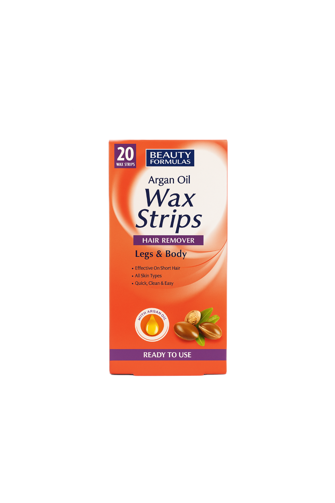 شرائح شمع بيوتي فورمولا لإزالة الشعر بزيت الأرغان – للساقين والجسم Beauty Formulas Argan Oil Wax Strips – Legs & Body