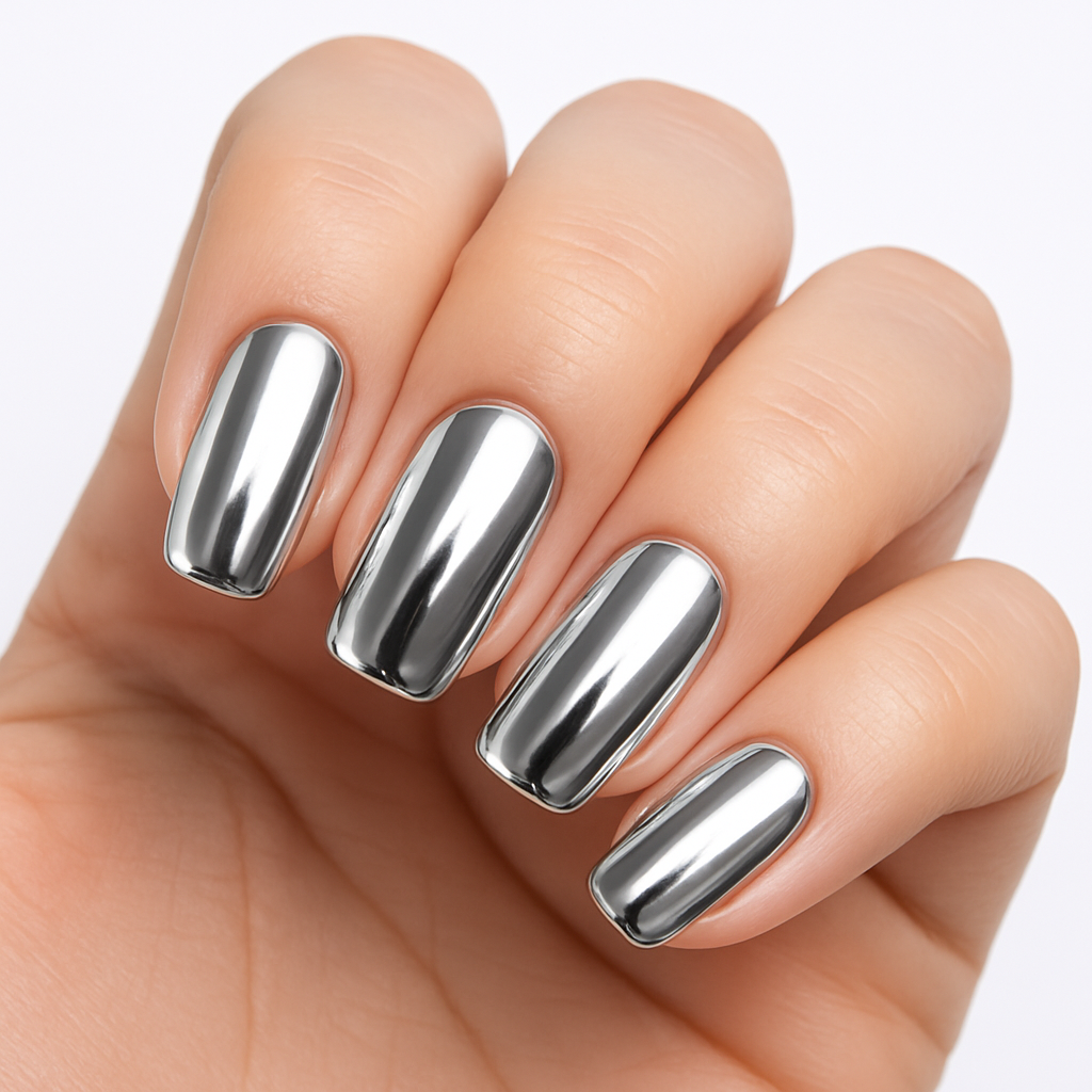 صبغ أظافر فضي معدني • Metallic Silver Nail Polish - الصورة 2