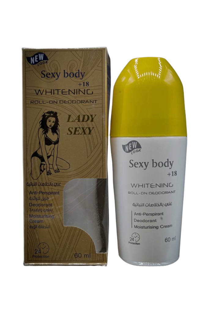 مزيل عرق رول أون (Roll-On Deodorant) من ماركة NEW LOOK، إصدار Sexy Body +18 "Lady Sexy" (الغطاء الأصفر).