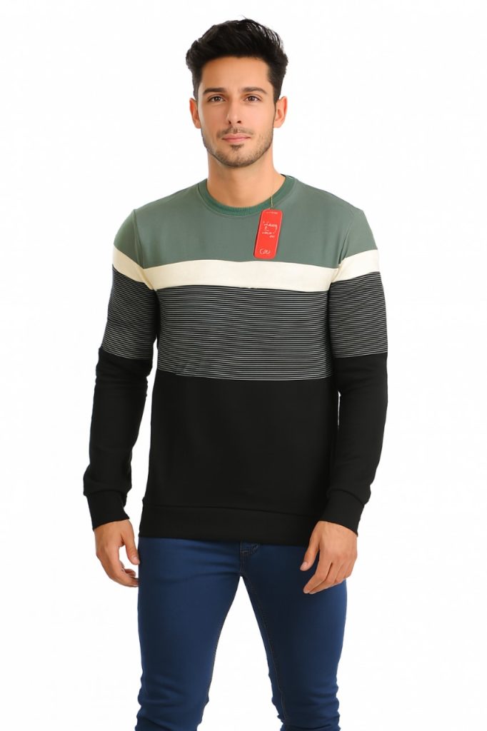 لوز رجالي شتوي بألوان متناسقة الألوان المتوفرة: أخضر زيتوني مع درجات الأسود والبيج